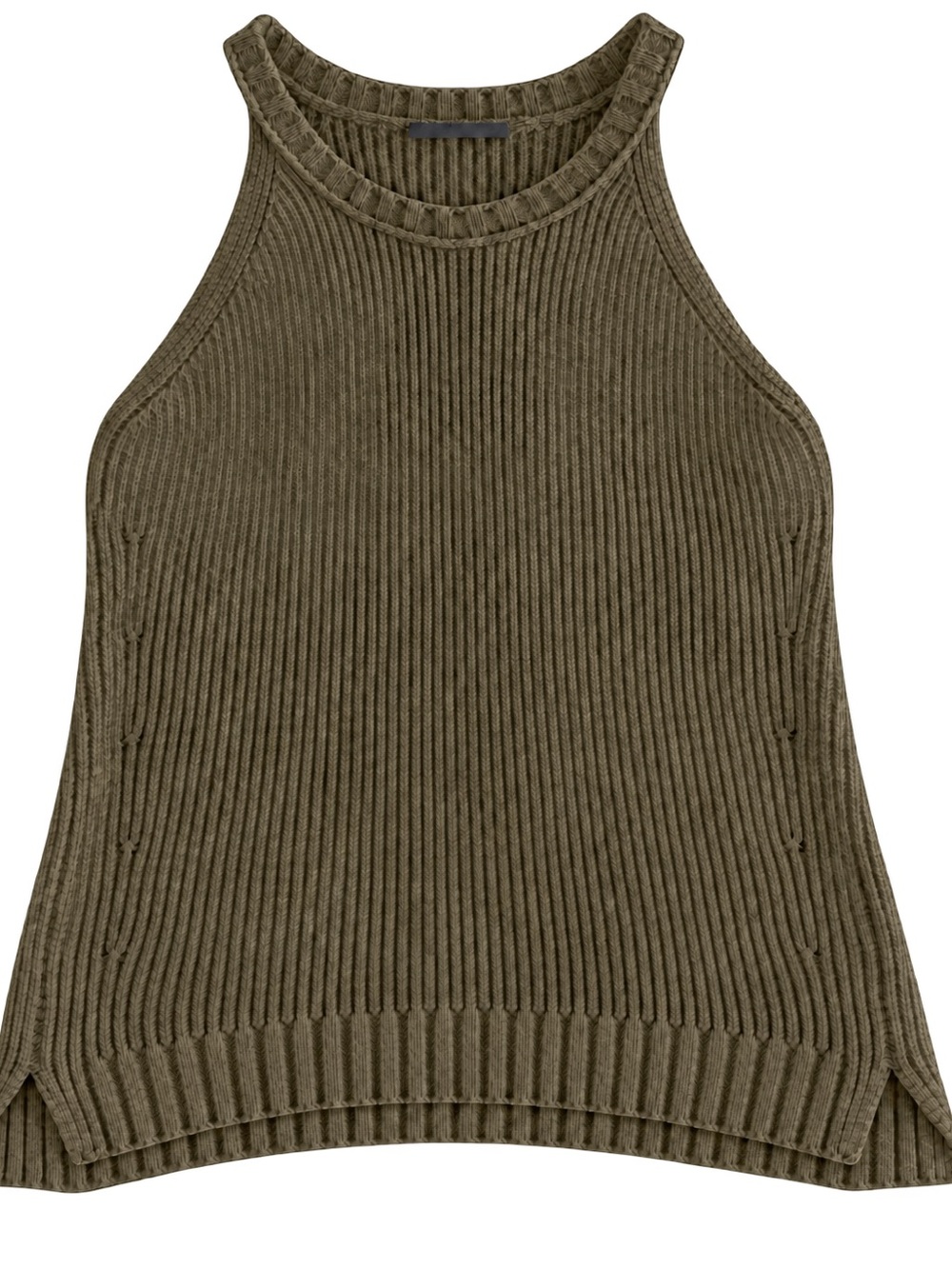 Denver Hayes Olive Khaki Ribbed Knit Tank Top Size L